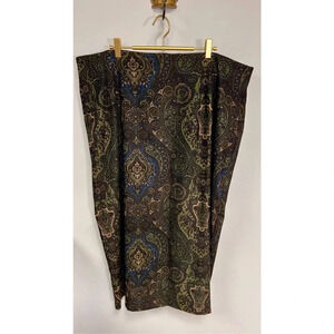 Briggs Vintage Womens Green & Black Paisley Print Pencil‎ Maxi Skirt Size 24W